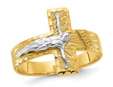 Men's 14K Yellow Gold Diamond-Cut Mens Crucifix Ring